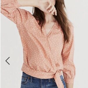 Madewell Peach Star Print Wrap Blouse